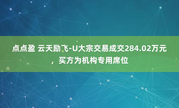 点点盈 云天励飞-U大宗交易成交284.02万元，买方为机构专用席位